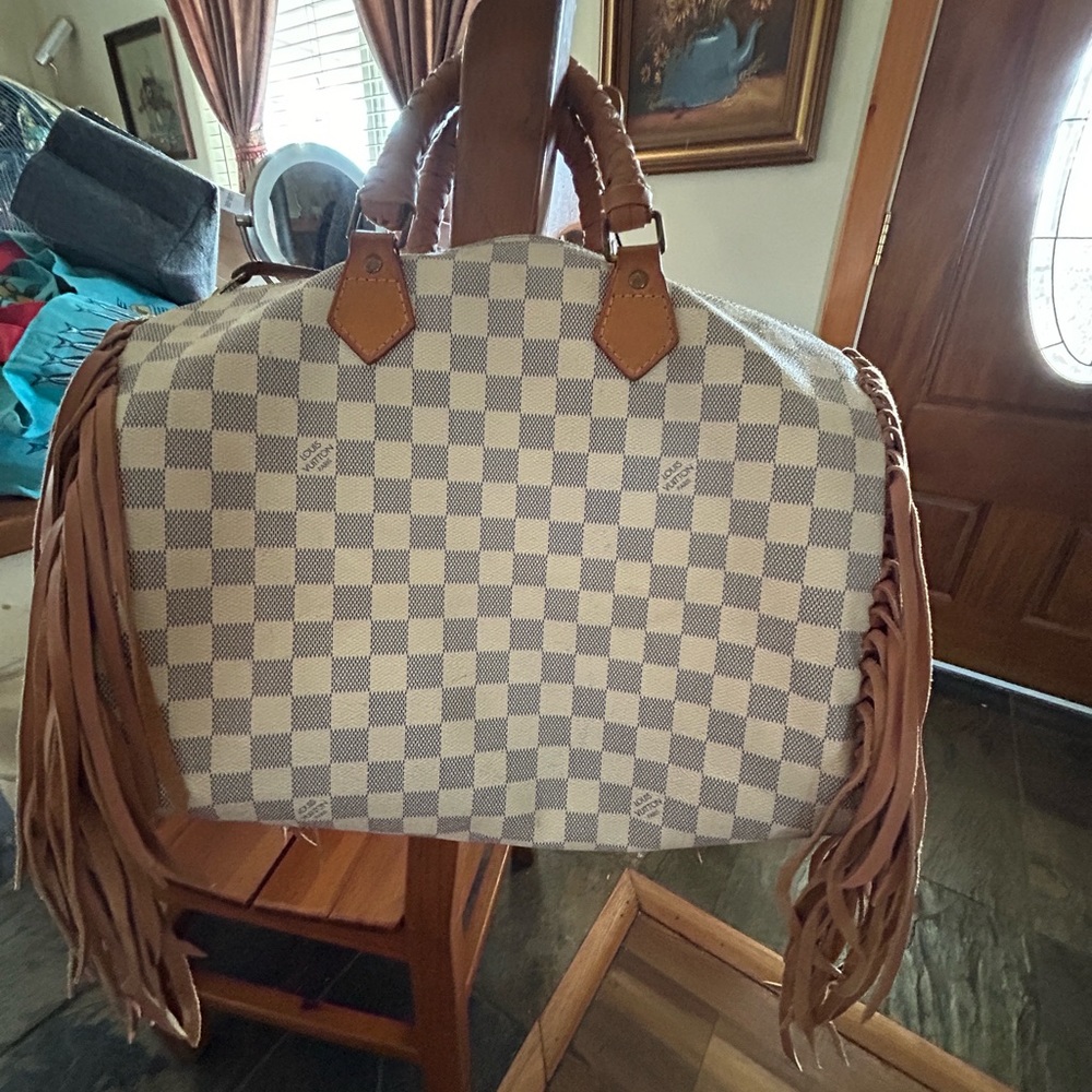 Louis Vuitton speedy 30 with handpainted, Peacock feather and fringe - Picture 4 of 13
